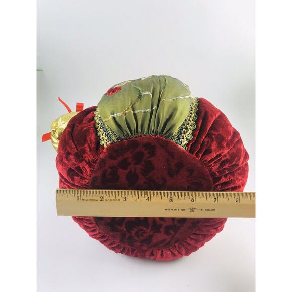 CHRISTMAS FOLK SANTA CLAUS WINTER FUR TRIM COAT SACK 15" PUFFY ELEGANT ROUND LG - Picture 12 of 12